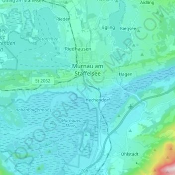 Murnau topographic map, elevation, terrain