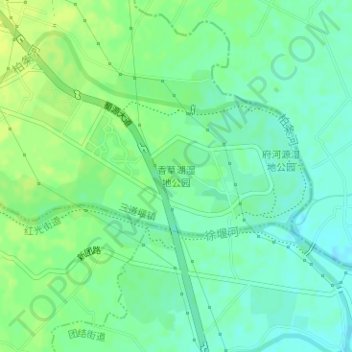 香草湖湿地公园 topographic map, elevation, terrain