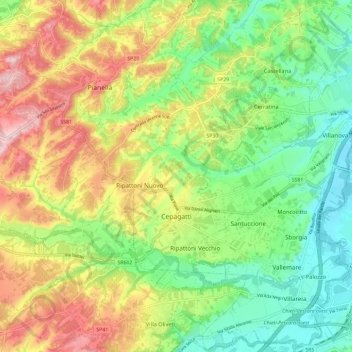 Cepagatti topographic map, elevation, terrain