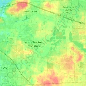 Lyon Charter Township topographic map, elevation, terrain
