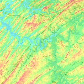 Loudon County topographic map, elevation, terrain