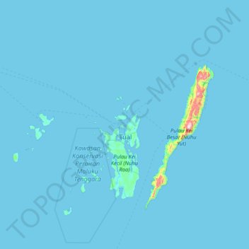 Kai Islands topographic map, elevation, terrain