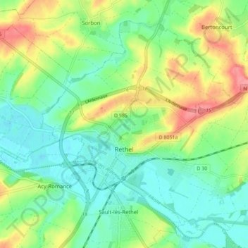 Rethel topographic map, elevation, terrain