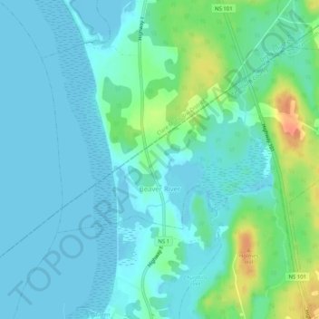 Beaver River topographic map, elevation, terrain