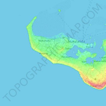 Tongatapu topographic map, elevation, terrain