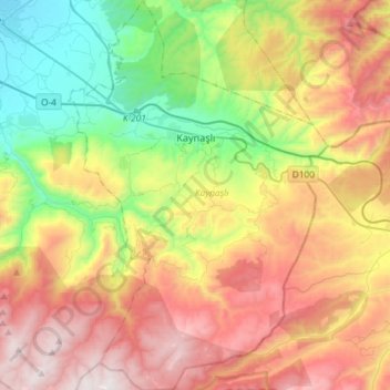 Kaynaşlı topographic map, elevation, terrain