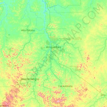 Ariquemes topographic map, elevation, terrain