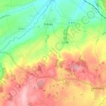 Frênes topographic map, elevation, terrain