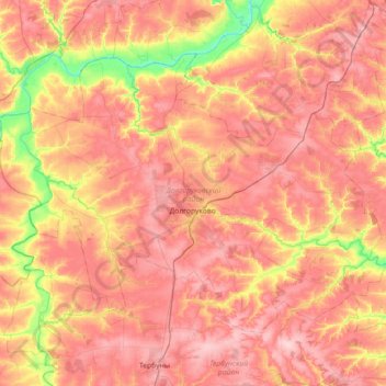 Долгоруковский район topographic map, elevation, terrain