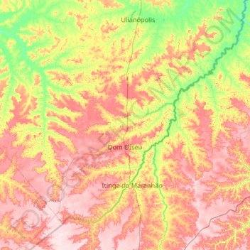 Dom Eliseu topographic map, elevation, terrain