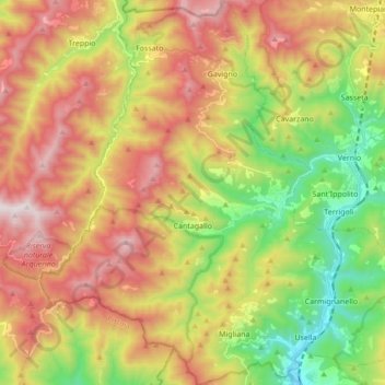 Cantagallo topographic map, elevation, terrain