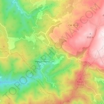 Mosteirinho topographic map, elevation, terrain