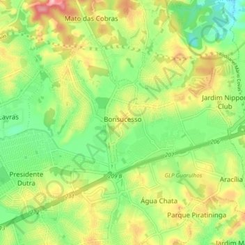Bonsucesso topographic map, elevation, terrain