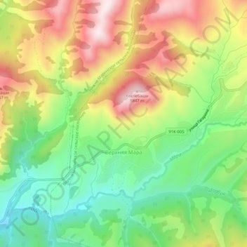 Верхняя Мара topographic map, elevation, terrain