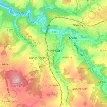 Netzschkau topographic map, elevation, terrain