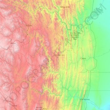 Chuquisaca topographic map, elevation, terrain
