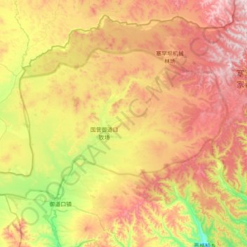 御道口草原森林风景区 topographic map, elevation, terrain