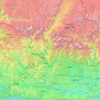 Kali Gandaki topographic map, elevation, terrain