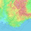 Provence-Alpes-Côte d'Azur topographic map, elevation, terrain
