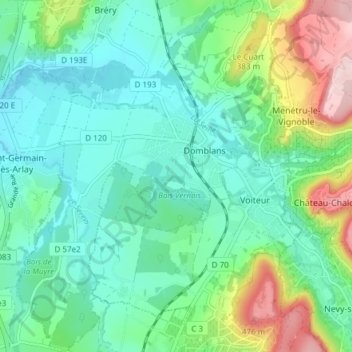 Domblans topographic map, elevation, terrain