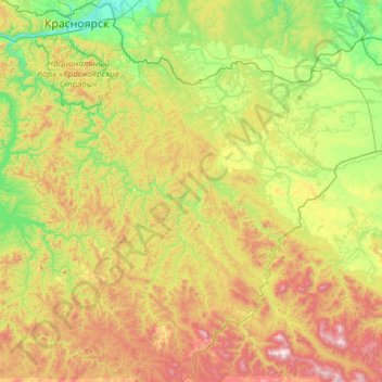 Манский район topographic map, elevation, terrain