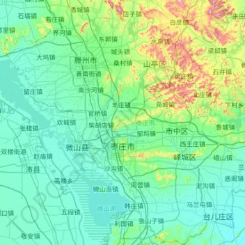 枣庄市 topographic map, elevation, terrain