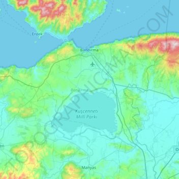 Bandırma topographic map, elevation, terrain