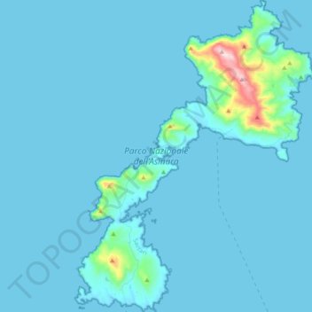 Asinara topographic map, elevation, terrain