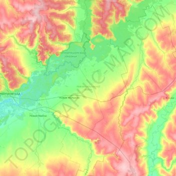 Новомалыклинский район topographic map, elevation, terrain