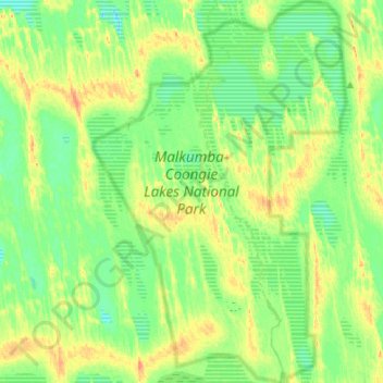 Malkumba-Coongie Lakes National Park topographic map, elevation, terrain