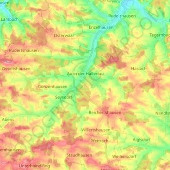 Au in der Hallertau topographic map, elevation, terrain