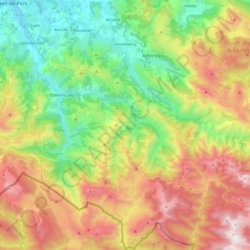 Lecumberry topographic map, elevation, terrain
