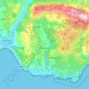Camerota topographic map, elevation, terrain