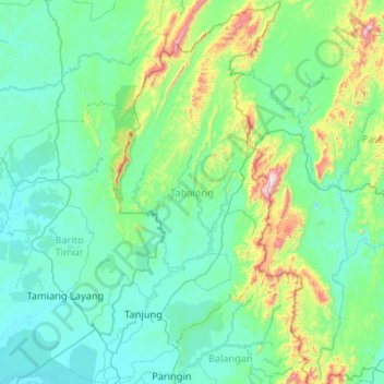 Tabalong topographic map, elevation, terrain