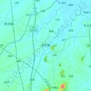 金牛镇 topographic map, elevation, terrain