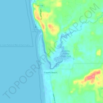 Copalis Beach topographic map, elevation, terrain