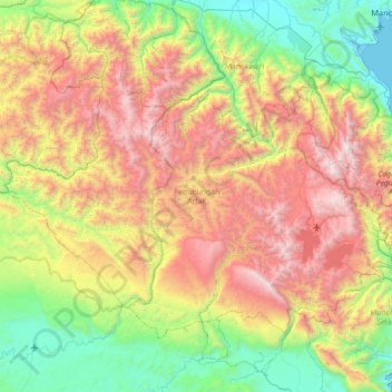 Pegunungan Arfak topographic map, elevation, terrain