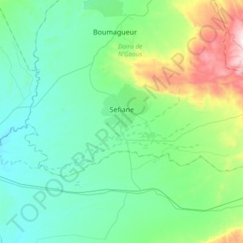 Sefiane topographic map, elevation, terrain