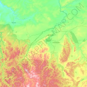 Шарыповский муниципальный округ topographic map, elevation, terrain