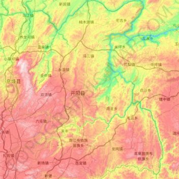 开阳县 topographic map, elevation, terrain
