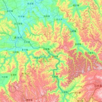 赤水市 topographic map, elevation, terrain