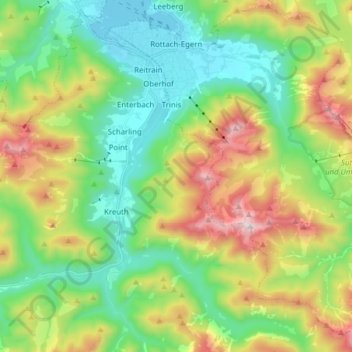 Rottach-Egern topographic map, elevation, terrain