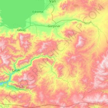 Gürpınar topographic map, elevation, terrain