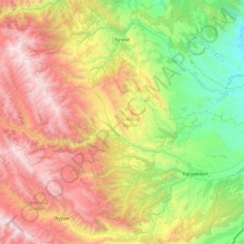 Хивский район topographic map, elevation, terrain