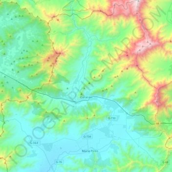 Curacaví topographic map, elevation, terrain