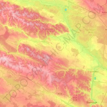 Стрижавська селищна громада topographic map, elevation, terrain