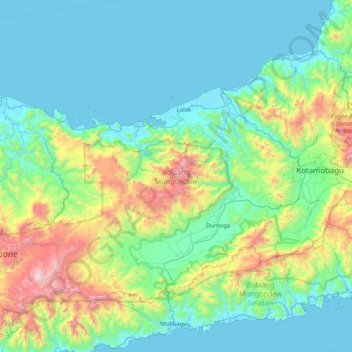 Bolaang Mongondow topographic map, elevation, terrain