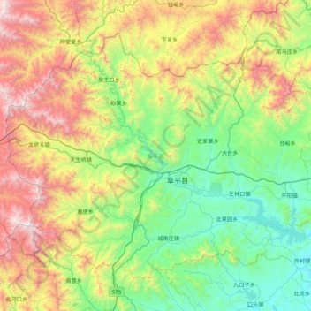 阜平县 topographic map, elevation, terrain
