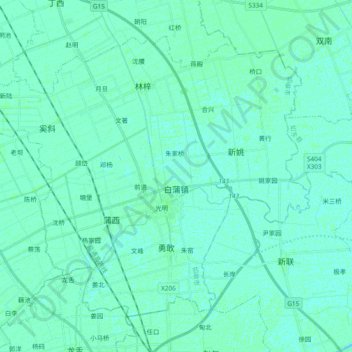 白蒲镇 topographic map, elevation, terrain