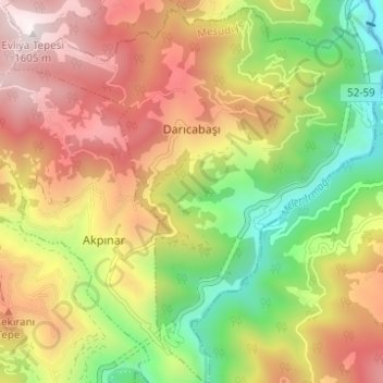 Darıcabaşı Mahallesi topographic map, elevation, terrain